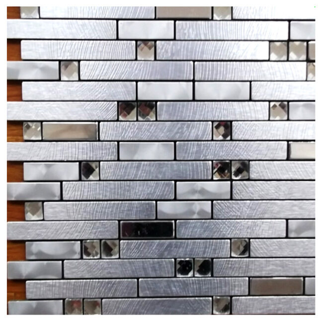 Adhesive Metal Wall Tiles, Aluminum Mosaic Tile, Stick Mosaic Wall Tile