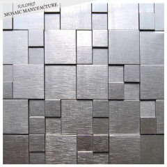 Backsplash decorative 3D silver metal mosaic tiles