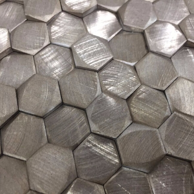 Hexagon Metal Mosaic Tiles,Aluminum Mosaic Tile,Beveled Metal Mosaic Tile