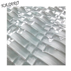 White Tiles Basket Crystal Mosaic, Wave Glass Mosaic