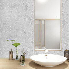 Nordic Carrara White Marble Bathroom Living Room TV Background Wall Culture Stone Mosaic Tile Wall Sticker