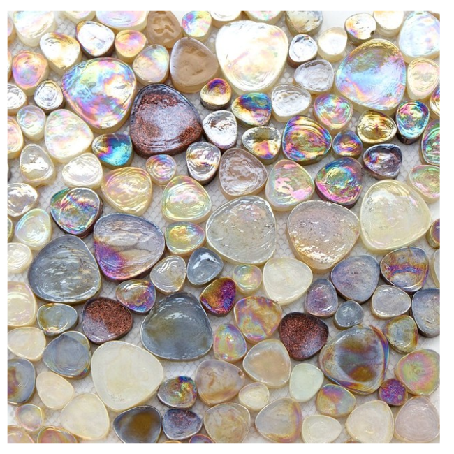 Iridescent Glitter Pebble Glass Mosaic Tile