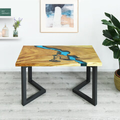 Small Size  Solid Wood Dining Table  Dining Table Epoxy River  Desk Cafe Table