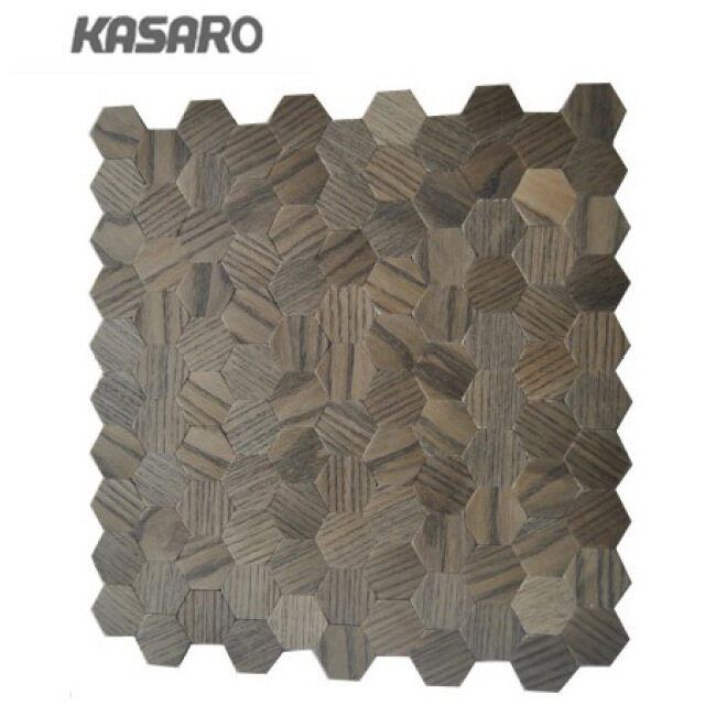 Wall Decorative Hexagon Peel and Stick Wall Tiles Wooden Surface Effect Aluminum Composite Panel