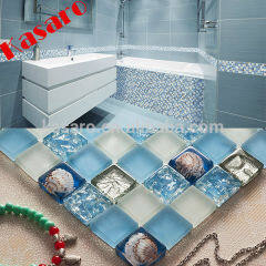 China Distributor Diamond Crystal Glass mix Shell Bathroom Mosaic Tile, Decorative Wall Mirror Mosaic Tile (KS-20141355)