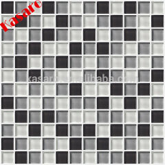 China Alibaba Supplier Black and White Swimming Pool Glass Mosaic Tile, Decorative Bathroom Tile