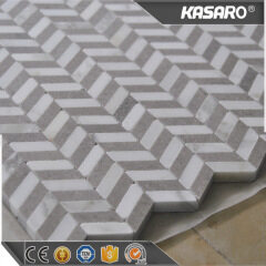 White Gray Arrow Marble Mosaic Bathroom Floor Tiles