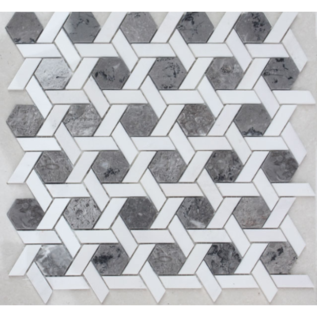 Custom carrara white white marble small hexagonal mosaic tile, white matte hexagon mosaic tile