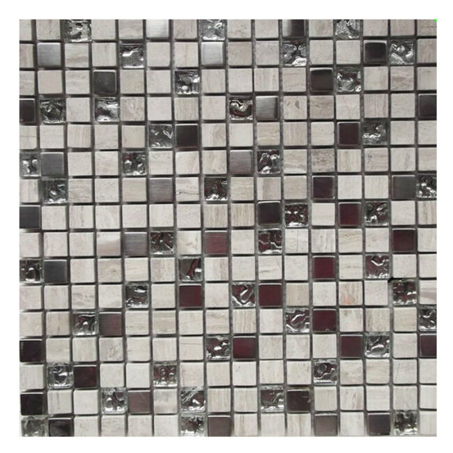 Wall Decoration Stone Mosaic, Glass and Metal MOsaic Tiles, Stone Metal Mix Mosaic Tile