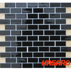 Wholesale black mosaic tiles, brick glass mosaic, black glass mosaic tile KG-B3014
