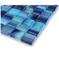 Bluwhale 20x20mm Hot Melting Mosaico Piscina Iridescent Blue Crystal Mosaic Glass Tile Bathroom Wall Decor Swimming Pool