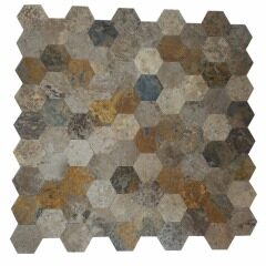 Fake Slate Marble Effect Hexagon mosaic tile aluminum tiles Peel And Stick Wall Tile Aluminum Mosaic