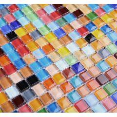 10x10mm Rainbow Colorful Glass Mosaic Tiles Customized Wall Tile