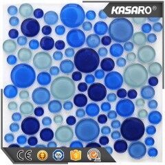 Round Blue Glass Mosaic Tile, Glass Round Mosaic