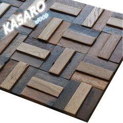 3D Art old ship wood mosaic tile,modern interior paper wood panel for hotel and home