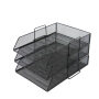 Wideny 2 tiers Stackable Wire metal Mesh Desktop Folding Letter Document Tray Organizer for office and home