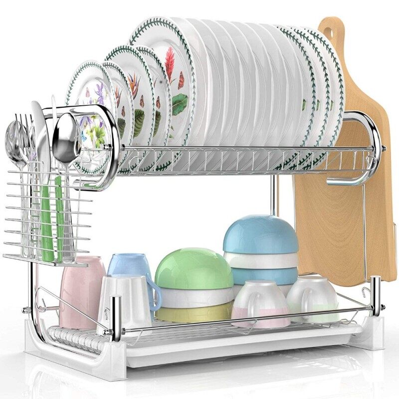 High Quality Wholesale Stainless Steel Kitchen  Organizer Food Bowl Shelf Eco-friendly Drying Dish Rack