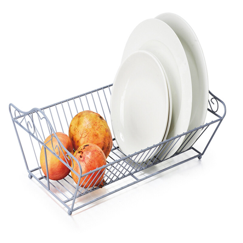 Deluxe Chrome plated Steel with Drainboard Cutlery Cup 1-Tier Kitchen Mini Metal Drying Dish Rack