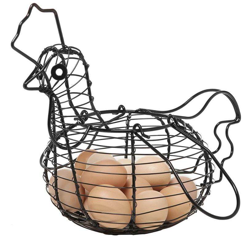 Amazon Hot Sale Chicken Round Metal Wire Egg Basket Wire Gathering Basket Custom Design Egg Collection Basket