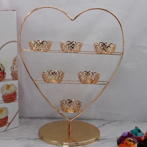 Wholesale Table Top 3 Tiers Metal Wire Detachable Wedding Gold Cupcake Stand For Holder Mini Cupcake