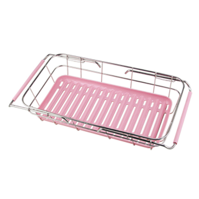 Kitchen Stainless Steel Powder Coated Pink Folding Dinnerware Dish Drying Rack