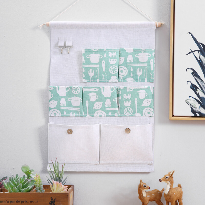 Wholesale  Home 7 Pockets 3 Layers cotton storage hanging wall organizer bag