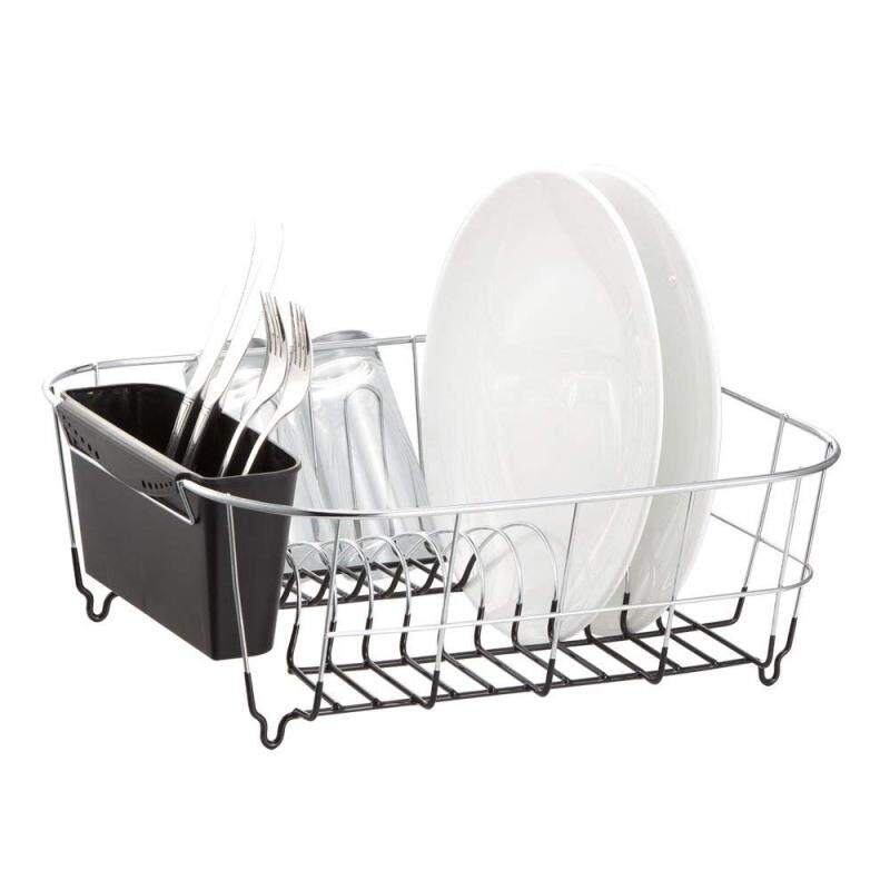 Wideny Black Chrome Plated Steel Small Kitchen Dish Drainer Rack For Bowl Tableware and Cup