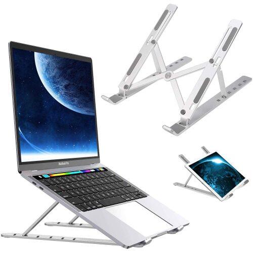Aluminium Foldable Standing Desk monitor Riser for MacBook Pro Air  Notebook Thinkpad with Adjustable Height & Angle Blocker,