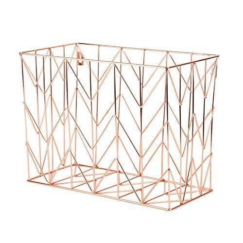 Eco friendly recyclable table organizer holder chrome plated wire mesh metal home office desktop supply rose gold storage box