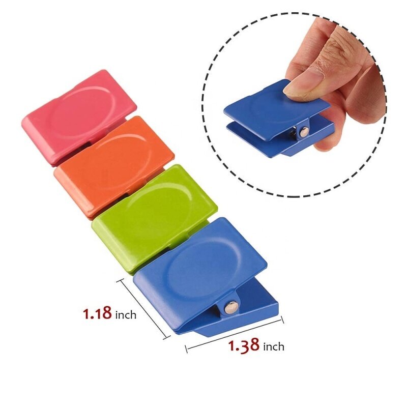 Wideny Refrigerator Whiteboard Wall Magnetic Memo Note cilp Square Magnet Metal Clip