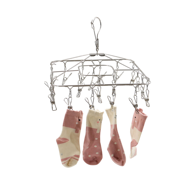 Hangers For Socks with Twenty Clips Wind-Proof Space-Saving Clothes Hangers for College Dorm