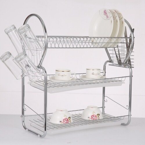 Manufacture Direct Sale Kitchen Tableware Dinnerware Wall Mounted Type Stainless Steel Chrome Dish Rack