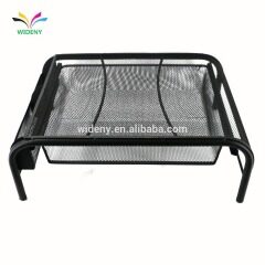 Office home school black metal mesh wire desktop organizer laptop computer monitor stand with drawer