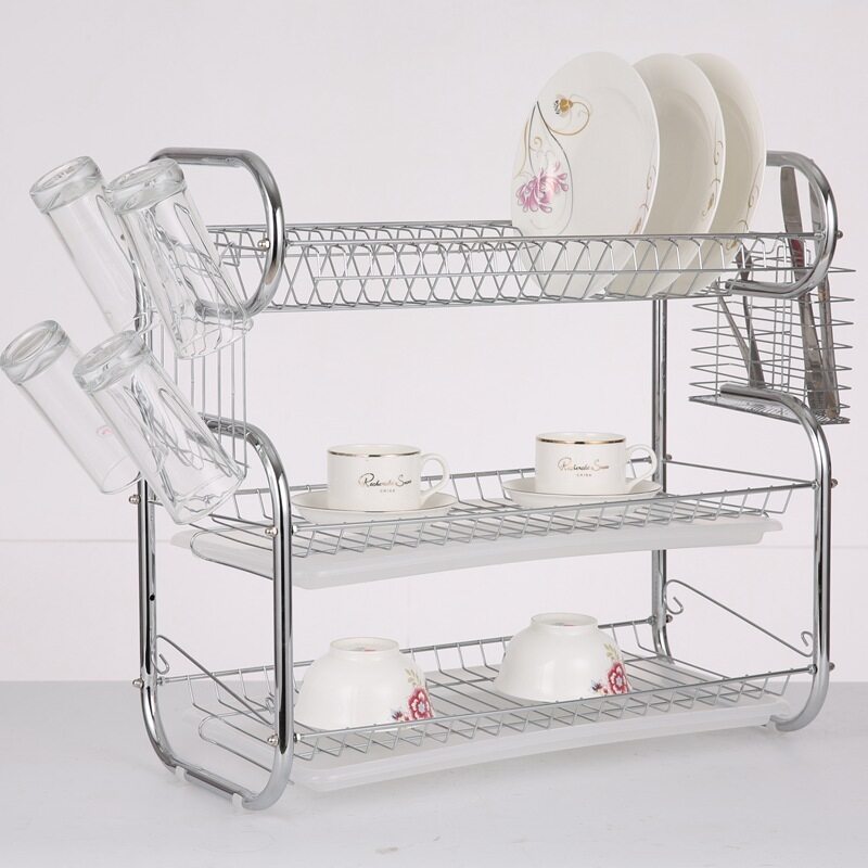 Manufacture Direct Sale Kitchen Tableware Dinnerware Wall Mounted Type Stainless Steel Chrome Dish Rack
