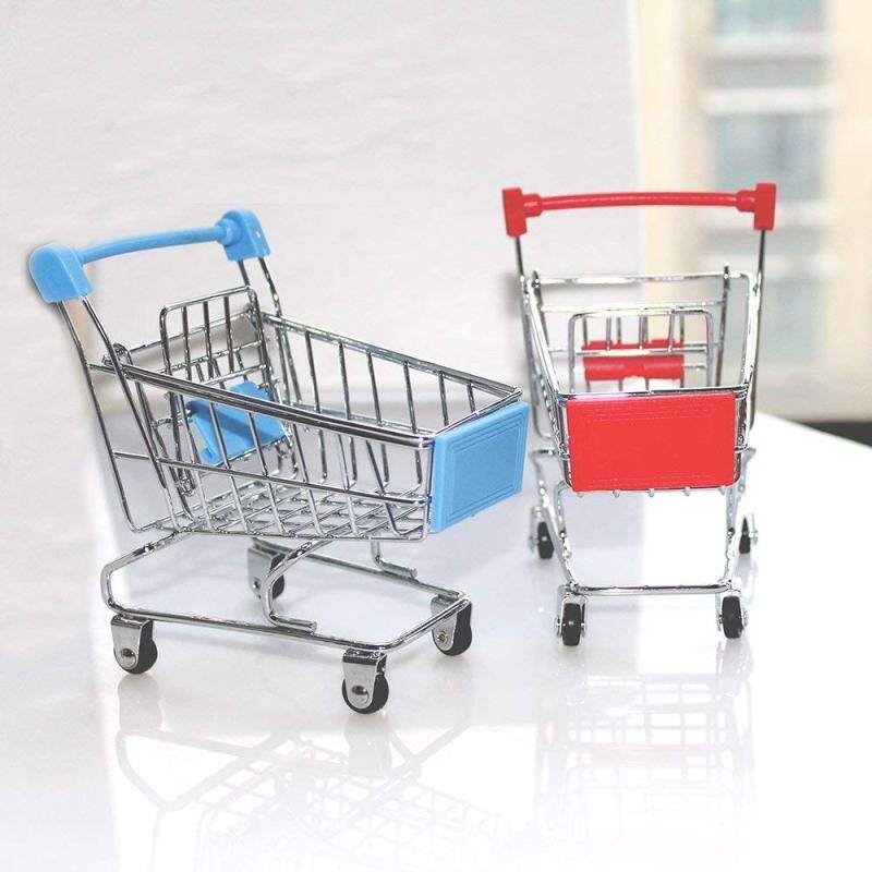 Upgraded Version Custom Design Mini Shopping Cart Chrome Metal Mesh Stand Gift Fruit Basket
