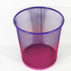 Promotional wideny powder coated custom design metal wire mesh double color round office paper waste bin