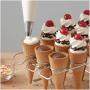 WIDENY wholesale store table top sliver chrome plate metal wire mini 16-Cavity Ice Cream Cone Holder for kids