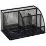 Wideny Office and home 6 compartments Black Desktop caddy Metal Mesh Desk Organizer with drawers