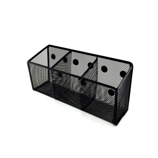 Wholesale Office School Stationery Supplies Three Space Wall-mounted Magnetic Metal Mesh Pen Holder