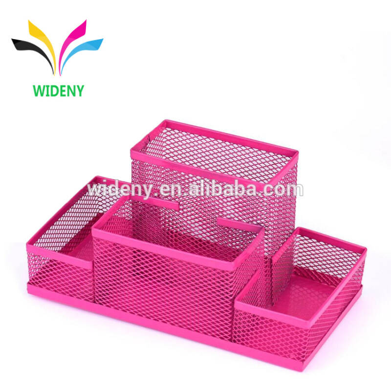 Office and School 4 compartment Black Metal Mesh Desk Table Organizer