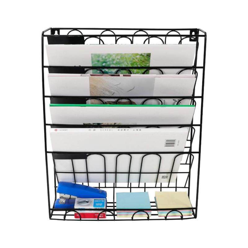 Home office hanging wall mounted wire black document file organizer for letter magazine literature sorter