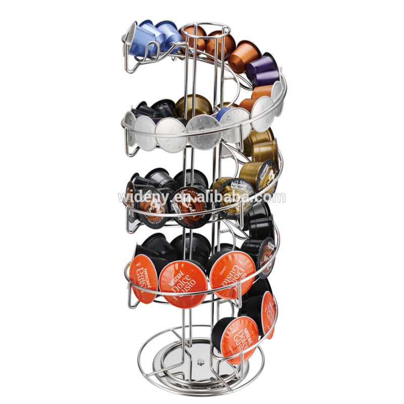 Iron Metal Chrome instant Rotating Nespresso dolce Gusto T pod Catiffity coffee capsules holder for rack display stand storage