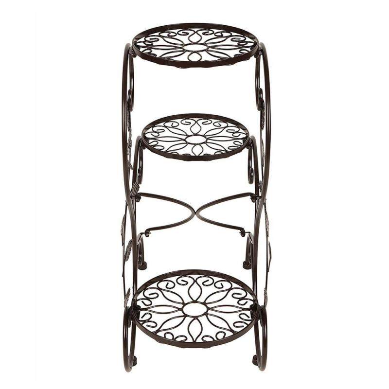 house outdoor planting decoration wedding party 3 tiers Round Chocolate electroplating metal iron flower stand