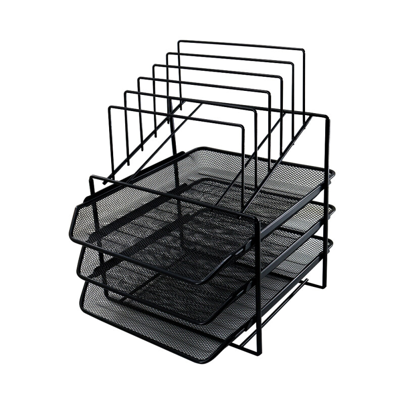 Amazon Hot-sale Wideny Office mesh metal black 3 layer removable desktop file holder