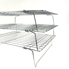 wholesale supply Home kitchen 3 Tier silver metal wire stainless steel cooling rack for bakery cake bread barbecue