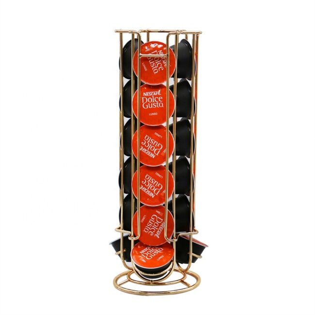 Durable 360-degree Rotation Modern gold finished Coffee Capsule Rack Holder