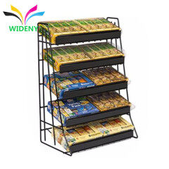 Wholesale 5 Tiers Shop Welding Sturdy Black Metal Wire Food Bread Cookies Chocolate Display Stand
