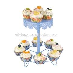 Multifunctional Wedding Decorative 2 Tier 12 Cup Round Shaped Metal White Cake Stand