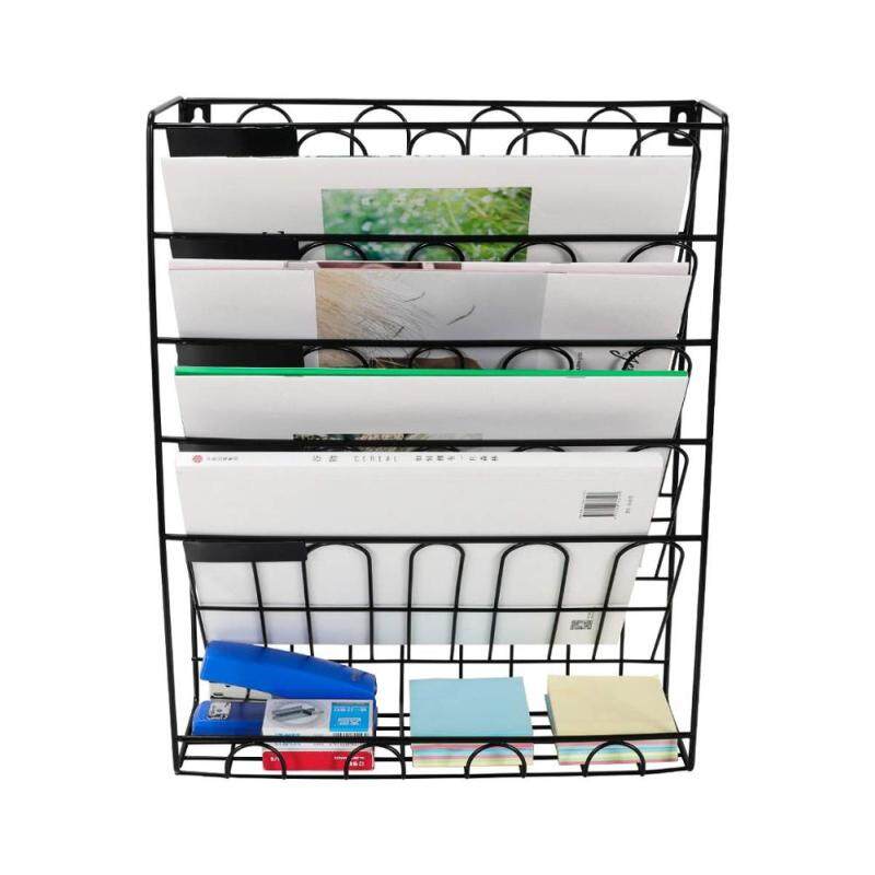 WIDENY Factory supplies Office Wire Metal Desk 6 tier wall mount document letter tray Rose Gold Hanging file organizer