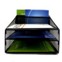 Office supplies easy assemble folding metal 6 compartments colorful desk mesh file organizer for documents letter holder